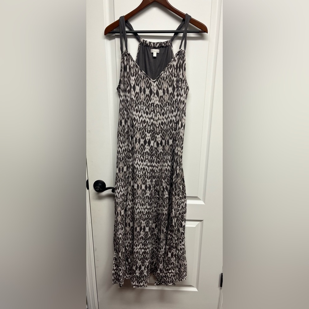Garnet Hill Brown and White Maxi Dress